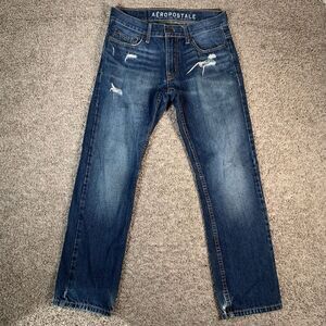 Aeropostale Mens Jeans‎ 28 x 28 Blue Essex Straight Leg Light Wash Skater Y2K